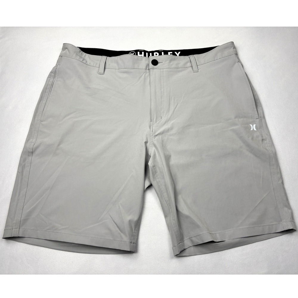 Hurley Mens Shorts Size 40 Gray Performance Athletic Casual Golf Zip Pocket